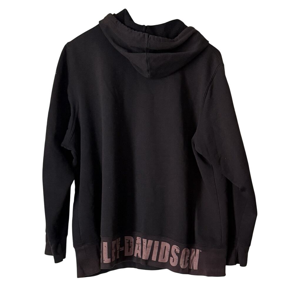 Harley-Davidson Pullover Hoodie Women Sz XL Black Oversized Bar & Shield Biker